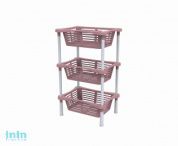 Этажерка с корзинками "Krita" 3-х секционная, коралл, BEROSSI (Изделие из пластмассы. Размер 441 х 301 х 680  мм)