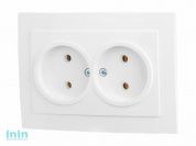 Розетка 2-ая (скрытая, б/з) белая, Стандарт, Юпитер (RS 16-237 Б) (ЮПИТЕР)