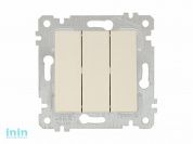 Выключатель 3-клав. (скрытый, без рамки, пруж. зажим) кремовый, RITA, MUTLUSAN (10 A, 250 V, IP 20)