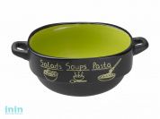 Супница керамическая, 140 мм, круглая, серия Харчо, черно-зеленая, PERFECTO LINEA