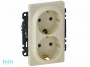 Розетка 2-ая 2P+E (скрытая, с/з) слоновая кость, Valena Life, Legrand (VALENA LIFE - РОЗЕТКА 2Х2P+E, НЕМ. СТД., БЕЗ ЗАЩ. ШТОРОК, БЕЗВИНТОВЫЕ ЗАЖИМЫ, С