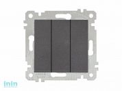 Выключатель 3-клав. (скрытый, без рамки, винт. зажим) дымчатый,, RITA, MUTLUSAN (10 A, 250 V, IP 20)