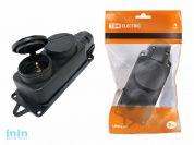 Розетка двухместная с заглушками каучук 2Р+РЕ 16А 250В IP44 TDM