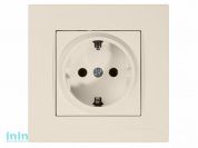 Розетка 1-ая (скрытая, с/з) кремовая, RITA, MUTLUSAN (16 A, 250 V, IP 20)