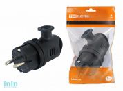 Вилка угловая с ушком каучук 2Р+РЕ 16А 250В IP44 TDM