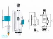 Арматура для смывного бачка двойной слив 3/6л с клапаном нижней подачи, NOVA