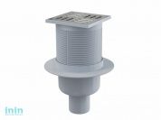 Сливной трап 105х105/50, подводка - прямая, решетка - нержавеющая сталь, гидрозатвор - комбиниров (Сливной трап 105х105/50, подводка - прямая, решетка