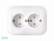 Розетка 2-ая (скрытая, с/з, со шторками) белая, Гармония, BYLECTRICA (штепсельная двухместная для скрытой установки с заземляющим контактом со шторкам