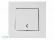 Выключатель проходной 1-клав. (скрытый, пруж. зажим) белый, RITA, MUTLUSAN (10 A, 250 V, IP 20)