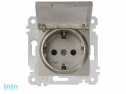Розетка 1-ая (скрытая, без рамки, с/з, с крышкой) титан, RITA, MUTLUSAN (16 A, 250 V, IP 20)