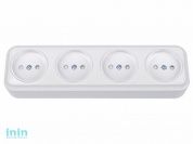 Розетка 4-ая (открытая, б/з, з/ш) белая, Вариант, Bylectrica (Розетка штепсельная четырехместная для открытой установки со шторками Гарантийный срок:2