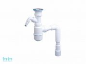 Cифон для умывальника с выпуском 70мм,с отводом для стиральной машины,с гибкой трубой 1 1/2"-40/50мм (NOVA)