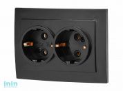 Розетка 2-ая (скрытая, с/з) черная, Стандарт, Юпитер (RS 16-238 Ч) (ЮПИТЕР)