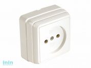 Розетка 1-ая (открытая, б/з, керамика) кремовая, BRON, MUTLUSAN (16 A, 250 V, IP 20)