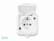 Розетка 1-ая (открытая, с/з, брызг. защ.) белая, Пралеска Аква, Bylectrica (Розетка штепсельная с заземляющим контактом брызгозащищенная открытой уста