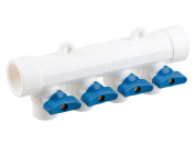 Коллектор с шар. краном син. PPR 32х20/4, бел., РТП (РосТурПласт) 