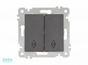 Выключатель проходной 2-клав. (скрытый, без рамки, пруж. зажим) дымчатый, RITA, MUTLUSAN (10 A, 250 V, IP 20)