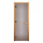 Дверь для бани стеклянная 1800х700 ( 3 петли 716, 8мм, коробка осина) сатин матовый