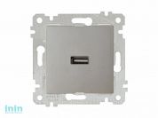Розетка 1-ая USB (скрытая, без рамки) титан, RITA, MUTLUSAN (USB charge, 5V-2.1A)