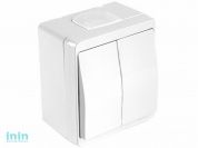 Выключатель 2-клав. (открытый) белый, NEMLIYER, MUTLUSAN (10 A, 250 V, IP 44)