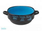 Супница керамическая, 140 мм, круглая, серия Харчо, черно-голубая, PERFECTO LINEA