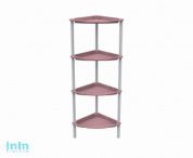 Этажерка угловая с полками "Krita" 4-х секционная, коралл, BEROSSI (Изделие из пластмассы. Размер 396 х 275 х 945  мм)