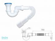 Сифон для душевого поддона U-образный h 130mm, выпуск 70 мм, с гибкой трубой 1 1/2" - 40/50мм, NOVA