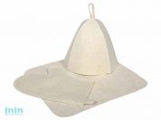 Набор для бани из 3-х предм. Шапка, коврик, рукавичка, HOT POTиз войлока