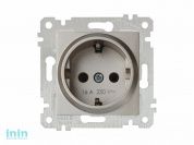 Розетка 1-ая (скрытая, без рамки, с/з) титан, RITA, MUTLUSAN (16 A, 250 V, IP 20)