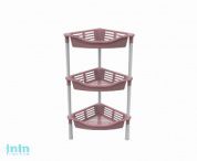 Этажерка угловая с корзинками "Krita"  3-х секционная, коралл, BEROSSI (Изделие из пластмассы. Размер 396 х 275 х 687  мм)