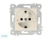 Розетка 1-ая (скрытая, без рамки, с/з) кремовая, RITA, MUTLUSAN (16 A, 250 V, IP 20)