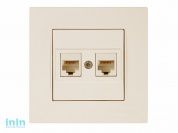 Розетка компьютерная 2xRJ45 (Cat6, скрытая) кремовая, RITA, MUTLUSAN