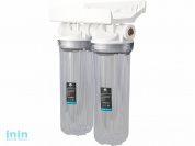 Колба фильтр 10", двойной прозр. корпус, 3/4", Unicorn (В комплекте: ключ, монтажная пластина, саморезы.)