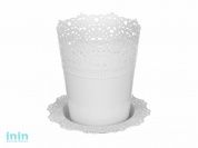 Кашпо АЖУР D115мм с подставкой (белый) (IDEA)