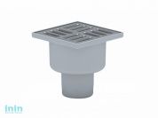 Сливной трап вертикальный D 50 TQ5202 с сухим затвором, решетка нерж. 100х100 мм, серый РосТурПласт (Трап пластиковый сухой затвор 50 вер.)