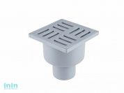 Сливной трап вертикальный D 50 с сухим затвором, решетка пласт. 100х100 мм, серый РосТурПласт (Трап пластиковый сухой затвор 50 вер.)