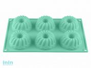 Форма для выпечки, силиконовая, прямоугольная на 6 кексов, 28.5 х 17.5 х 4 см, бирюз, PERFECTO LINEA