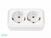 Розетка 2-ая (открытая, с/з) белая, Bylectrica (Розетка двухместная с заземляющим контактом открытой установки Без задн. стенки (крышки) Гарантийный)