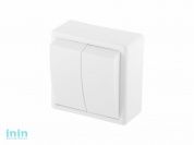 Выключатель 2 клав. (открытый, до 6А) белый, Эконом, Юпитер (А5 6-118) (ЮПИТЕР)