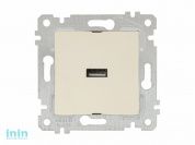 Розетка 1-ая USB (скрытая, без рамки) кремовая, RITA, MUTLUSAN (USB charge, 5V-2.1A)