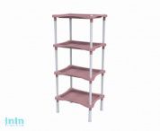 Этажерка с полками "Krita" 4-х секционная, коралл, BEROSSI (Изделие из пластмассы. Размер 401 х 278 х 935 мм)