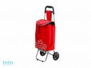 Сумка-тележка хозяйственная на колесах 20 кг, красная, цветок, PERFECTO LINEA