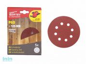 Шлифлист 125мм круг Р60 д/дерева самосцепл. 8 отв. 5 шт. WORTEX