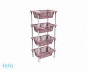 Этажерка с корзинками "Krita" 4-х секционная, коралл, BEROSSI (Изделие из пластмассы. Размер 410 х 302 х 935  мм)