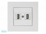 Розетка компьютерная 2хUSB (скрытая) белая, RITA, MUTLUSAN (2xUSB 2.0 port, highspeed, 480Mps, 60Mb/sec)