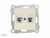 Розетка телефонная + компьютерная (RJ12+Cat5e, скрытая, без рамки) кремовая, RITA, MUTLUSAN