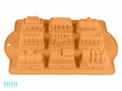 Форма для выпечки, силиконовая, паровозики, 34 х 24 х 5 см, персиовая, PERFECTO LINEA (Супер цена!)