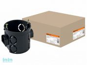 Установочная коробка СП D68х62мм, углубленная, саморезы, стыковочные узлы, черная, IP20, TDM