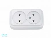 Розетка 2-ая (открытая, б/з) белая, Вариант, Bylectrica (Розетка штепсельная двухместная для открытой установки Гарантийный срок:24 месяца)