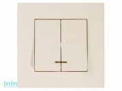 Выключатель 2-клав. (с подсветкой, скрытый, винт. зажим) кремовый, RITA, MUTLUSAN (10 A, 250 V, IP 20)